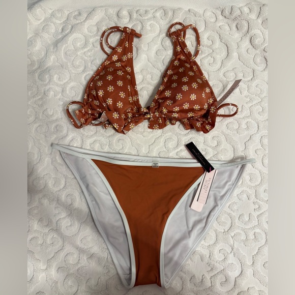 Victoria's Secret Other - NWT Victoria’s Secret Swim Floral Triangle Bikini Ruffle Top Bikini Set S M